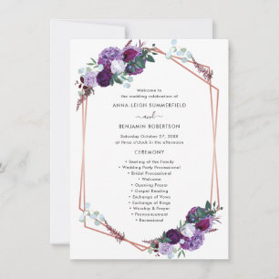 Lila Hochzeitsprogramm für die Blumenwelt