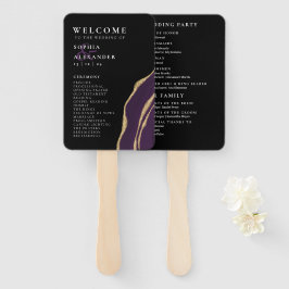 Lila Hochzeitsprogramm Golden Age Set of Fans Fächer