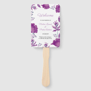 Lila Hochzeitsprogramm mit elegantem Watercolor Fächer