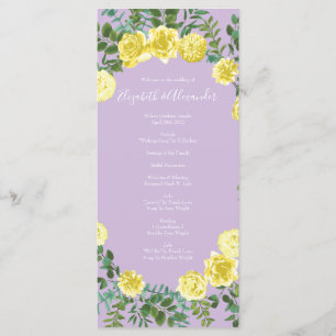 Lila Hochzeitsprogramme für Lilac-Rose 2 Menükarte