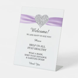 Lila Hochzeitssicherheit von Diamant Heart Sockelschild