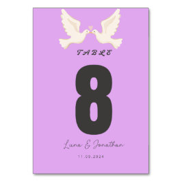 Lila Hochzeitstisch-Nummernschild | Elegante Schri Tischnummer