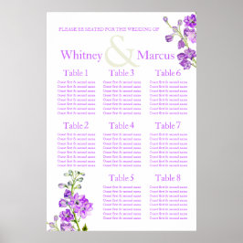 Lila Hochzeitstisch-Planer für Delphinium Poster