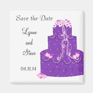Lila Hochzeitstorte Save the Date Magnet