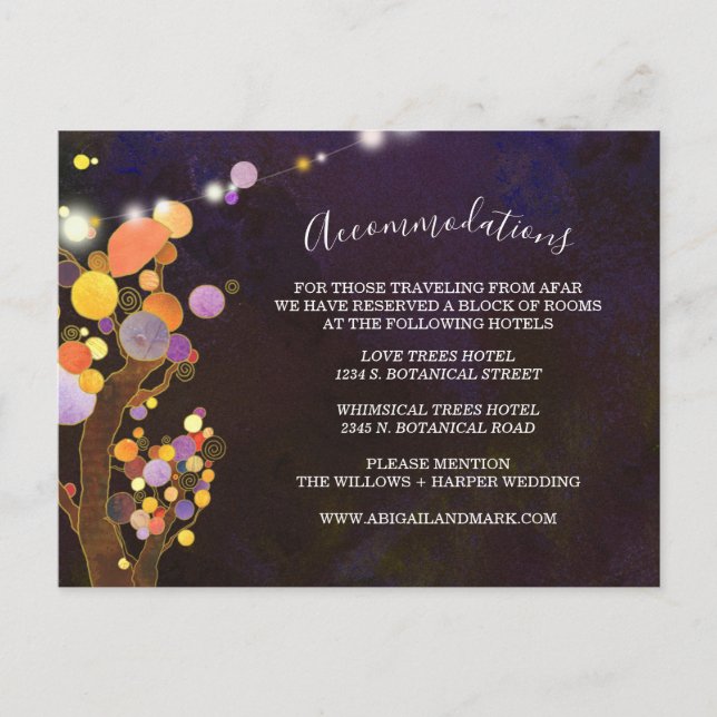 Lila Hochzeitsunterkunft Postkarte (Vorderseite)