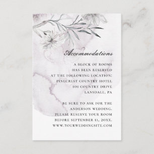 Lila Hochzeitsunterkünfte in Aquarell Begleitkarte