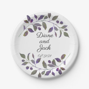 Lila Hochzeitswasserdesign Pappteller