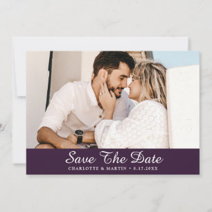 Lila Hochzeitungs-Foto speichert die Datumskarten Save The Date