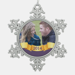 Lila Holiday Banner Foto Ornament