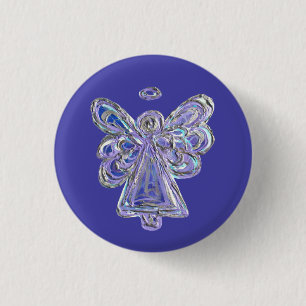 Lila Holiday Guardian Angel Custom Button Button