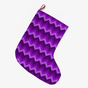 Lila Hombre Grosses Zickzack ZigZag Muster Großer Weihnachtsstrumpf