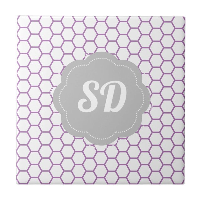 Lila Honeycomb-Monogram Fliese (Vorderseite)