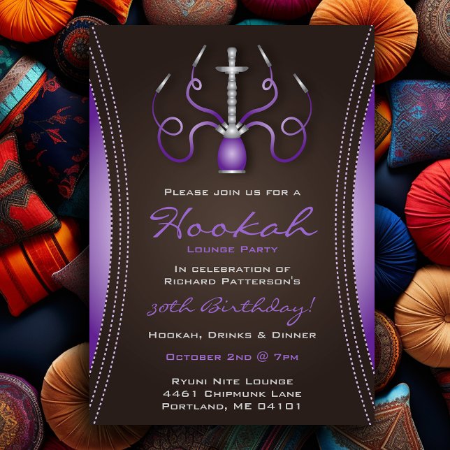 Lila Hookah-Party Einladung (Purple Hookah Party Invitation
)