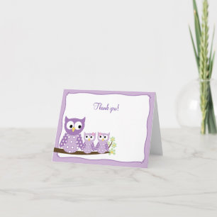 Lila Hoot Owls Faltschachtel Vielen Dank, dass Sie Dankeskarte