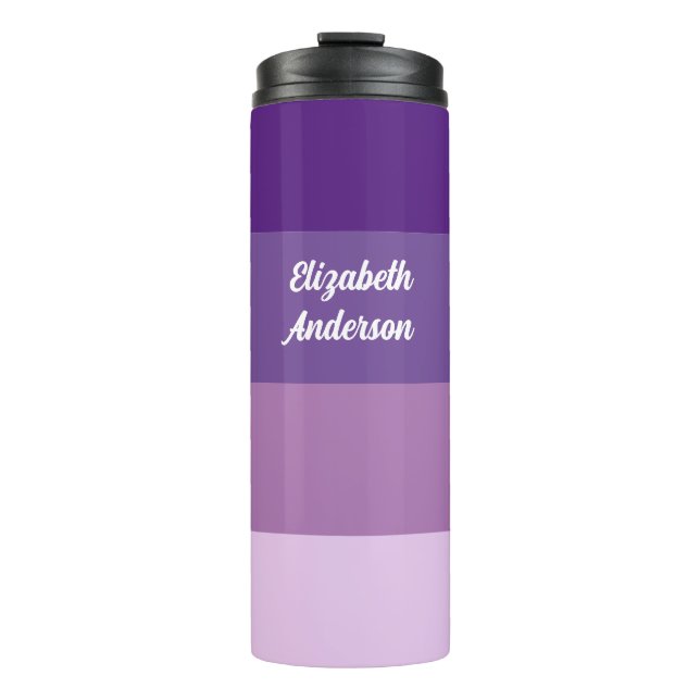 Lila horizontaler Farbblock Thermosbecher (Vorderseite)