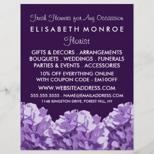 Lila Hortensie, Floristikwerbung Flyer