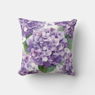 Lila Hortensie Wasserfarbe Floral Lavendelblüte Kissen