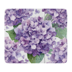 Lila Hortensie Wasserfarbe Floral Lavendelblüte Schneidebrett