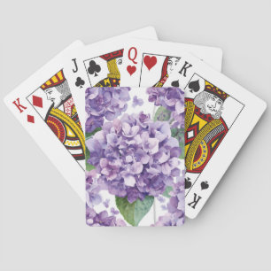 Lila Hortensie Wasserfarbe Floral Lavendelblüte Spielkarten