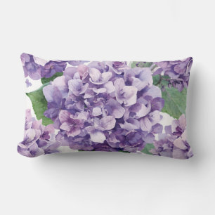 Lila Hortensie Wasserfarben Floral Lavendelblüte Lendenkissen