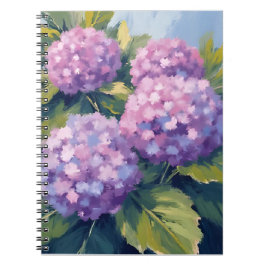 Lila Hortensien Aquarellmalerei Notizblock