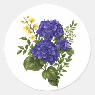 Lila Hortensien-Blumenaufkleber Runder Aufkleber