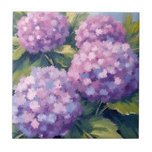 Lila Hortensien Florale Aquarellmalerei Fliese