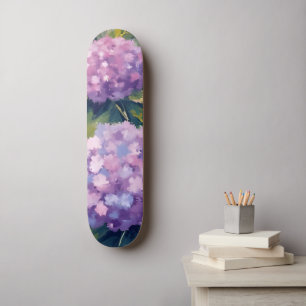 Lila Hortensien Florale Wasserfarbe Skateboard