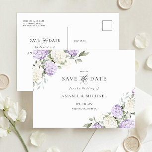 Lila Hortensien Save-the-Date Einladungskarte Ankündigungspostkarte