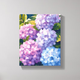 Lila Hortensienbusch | Florale Aquarellmalerei Leinwanddruck