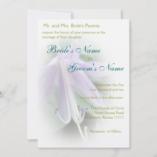 Lila Hosta Bloom Wedding Einladung (Vorderseite)