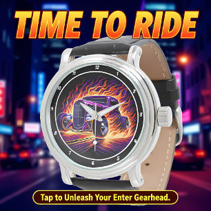 Lila Hot Rod, Feurige Straße Armbanduhr