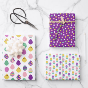 Lila Hühnereier Hühnereier Ostermuster Geschenkpapier Set