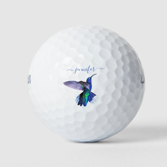Lila Hummingbird mit Personalisiertem Namen Golfball (Vorderseite)