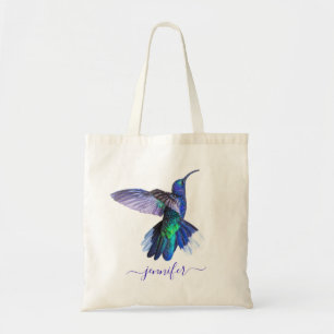 Lila Hummingvogel Personalisierter Name Tragetasche