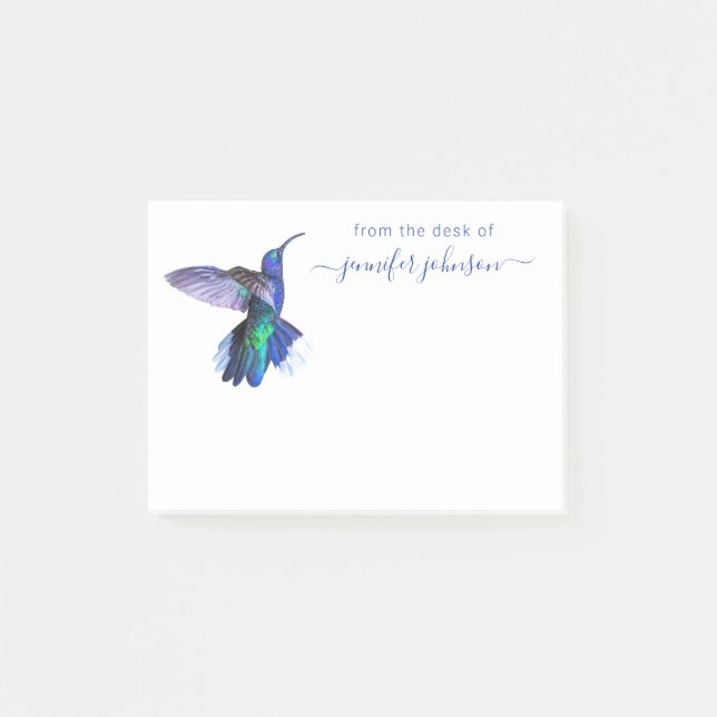 Lila Hummingvogel vom Schreibtisch des Personalisi Post-it Klebezettel (Vorderseite)
