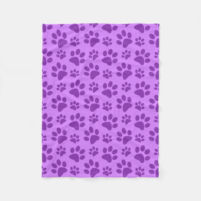 Lila Hundetatzenpastelldruck Fleecedecke (Vorderseite)