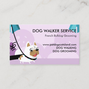 Lila Hundewalker Service Französischer Bulldog Visitenkarte