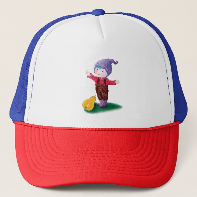 Lila Hutgenom mit Blauhaar und Birne Truckerkappe (Vorderseite)