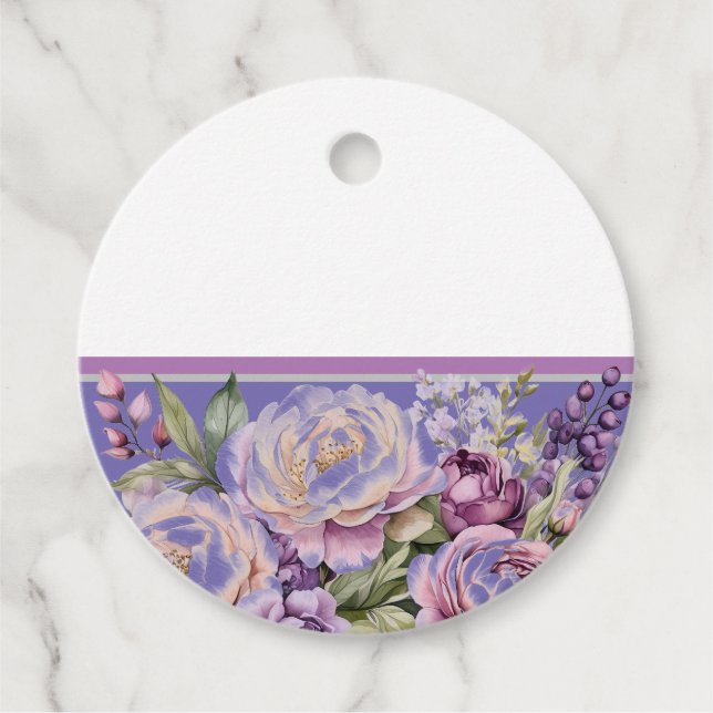 Lila Hütte Floral Presentiefe Geschenkanhänger (Vorderseite)