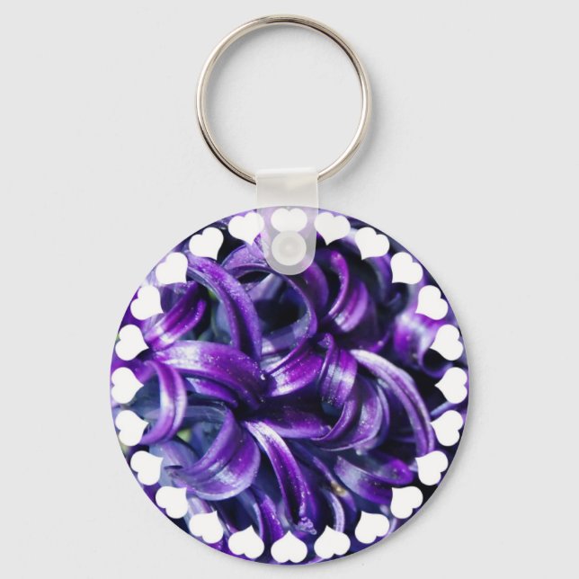 Lila Hyacinth Blume Schlüsselanhänger (Vorderseite)