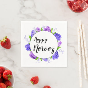 Lila Hyacinth New Year Wreath Happy Norooz Serviette