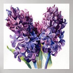 Lila Hyazinth Blume Art Print Poster