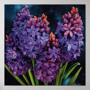 Lila Hyazinth Blume Art Print Poster
