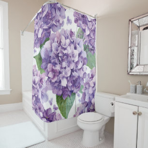 Lila Hydrangea Aquarell Floral Lavendelblüte Duschvorhang