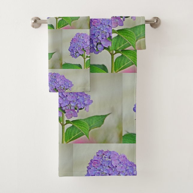Lila Hydrangea Badhandtuch Set (Insitu)