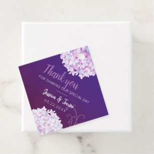 Lila Hydrangea Blooms Hochzeit Geschenkanhänger