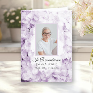 Lila Hydrangea-Blume Begräbnisdienst geklappt Programm