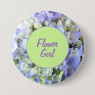 Lila Hydrangea-Blumen-Mädchen Button