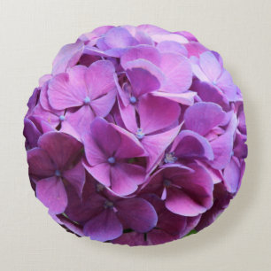 Lila Hydrangea-Blumenblattthrow-Kissen Rundes Kissen
